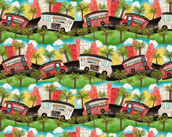 Springs Creative Wild Wings Food Truck Friday Blue Premium Quality 100% Cotton Fabric (SC227)