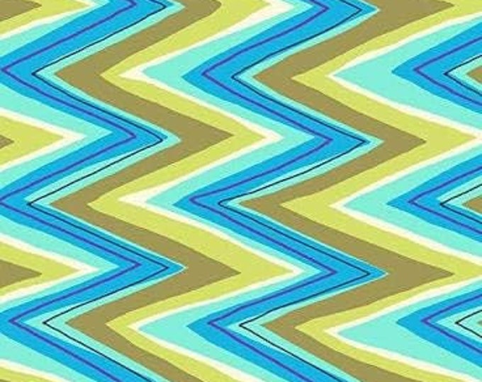 Quilting Treasures Hayden Green and Blue Zig-Zag Lines Premium Quality 100% Cotton Fabric (QT1279KK)