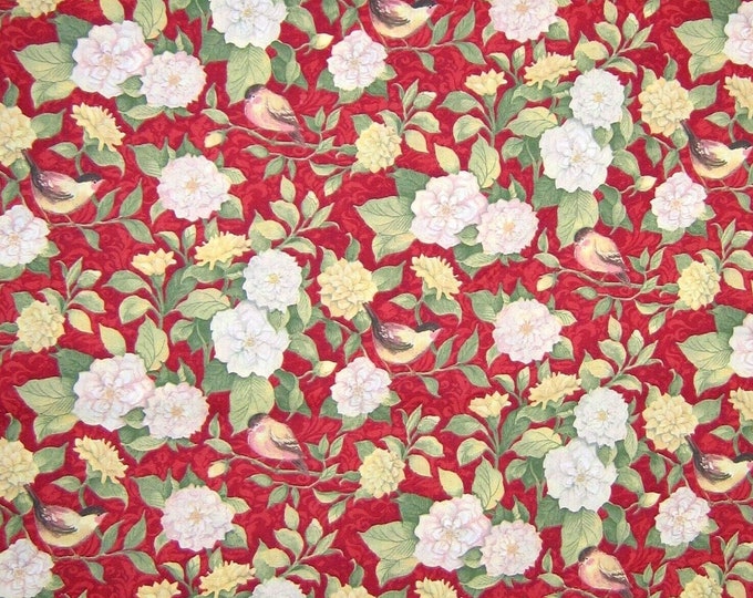 Springs Creative Susan Winget Meadow Birds Red Premium Quality 100% Cotton Fabric (SC1540KK)