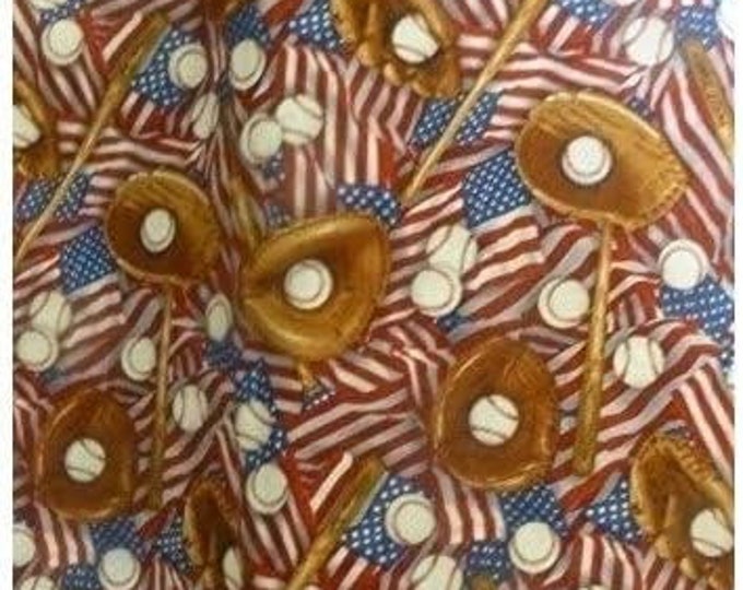 Elizabeth's Studio Baseball and Patriotic Flags Premium Quality 100% Cotton Fabric (ES540KK)