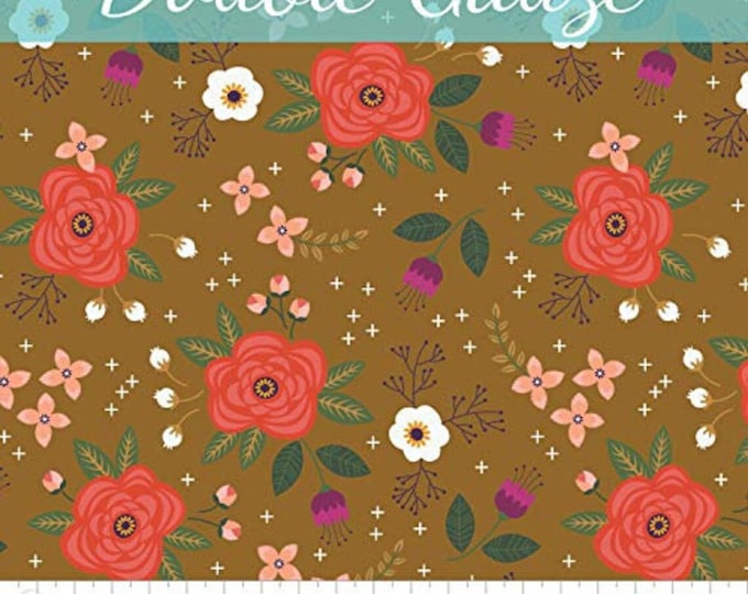 Camelot Fabrics Enchanted Double Gauze Floral Olive Premium Quality 100% Cotton Fabric (CA685)