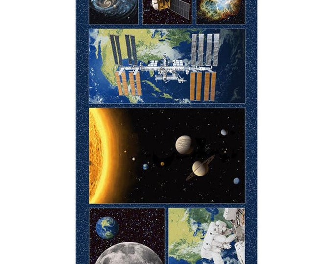 Studio E Fabrics Planetary Missions Space Scenes 24x43Panel Premium Quality 100% Cotton Fabric (QT899SE)
