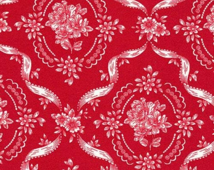 Fabri-Quilt Opposite Attract Cameos White on Red Premium Quality 100% Cotton Fabric (FQ158)