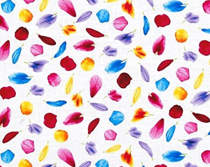 Timeless Treasures Petal Party Tossed Petals Ecru 100% Cotton Fabric (TT141)