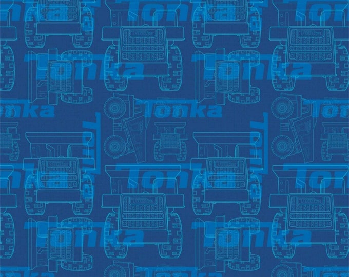 Camelot Fabrics Tonka Truck Fabric Blueprint in Blue Premium Quality 100% Cotton Fabric (CA767KK)