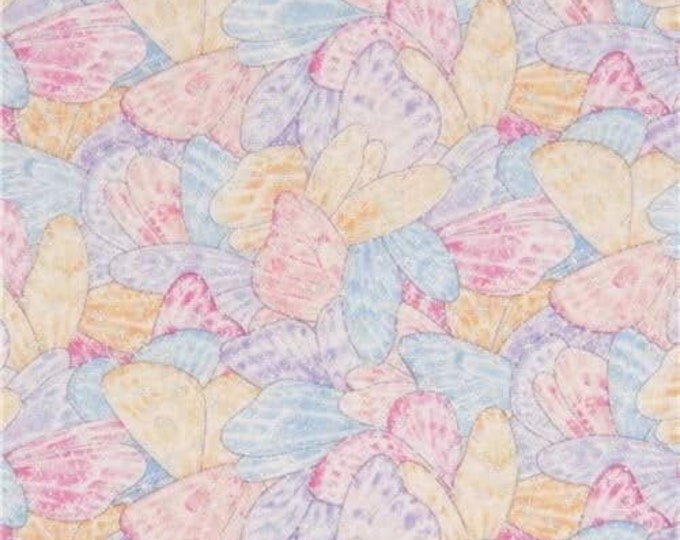 Elizabeth's Studio Colorful fairy wing silver metallic embellihsment Premium Quality 100% Cotton Fabric (ES280)