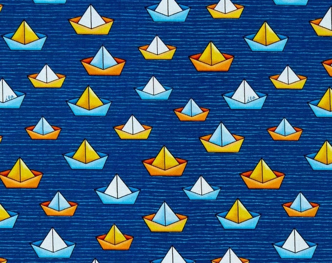Quilting Treasures Quackers Sailboats Navy Premium Quality 100% Cotton Fabric (QT1184KK)