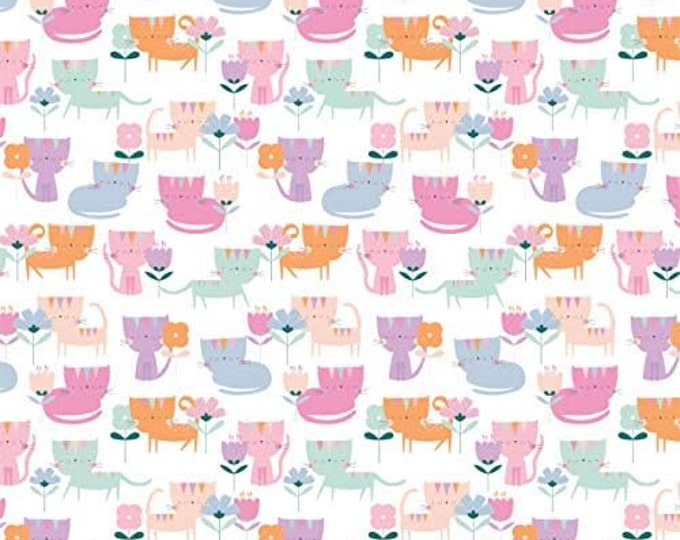 Camelot Fabrics Looking Pawesome Neighborhood Cats White Premium Quality 100% Cotton Fabric (CA1007KK)