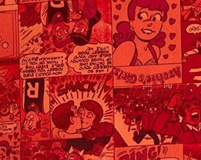 Camelot Fabrics Archie Comics Retro Red Premium Quality 100% Cotton Fabric (CA116)
