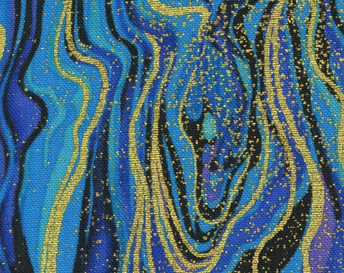 Timeless Treasures Fabrics Treasures Peacock Abstract Marble Metallic Premium Quality 100% Cotton Fabric (TT1234KK)