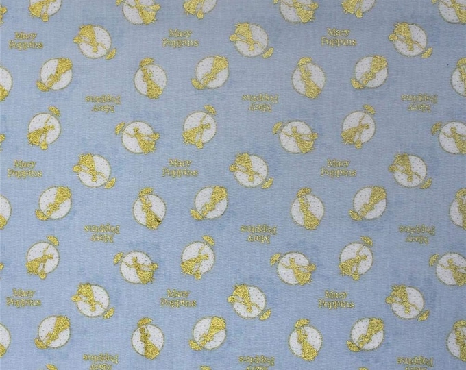 Camelot Fabrics Mary Poppins Tossed Frames Blue Metallic Premium Quality 100% Cotton Fabric (CA608KK)