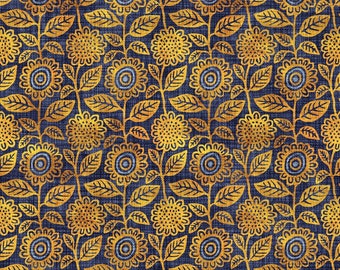 Quilting Treasures Prairie Dreams Large Set Floral Navy 29114-N by Dan Morris Premium Quality 100% Cotton Fabric (QT1182XX)
