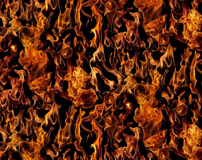 Timeless Treasures Fire/Flames Black Premium Quality 100% Cotton Fabric (TT571KK)