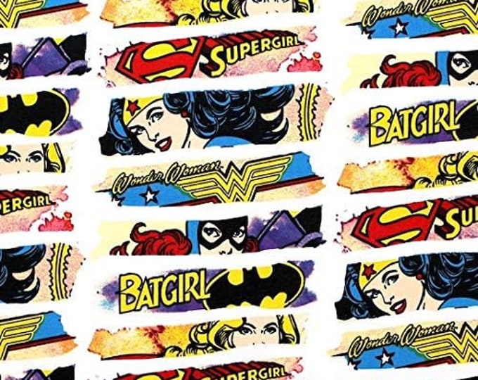 Camelot Fabrics DC Comics Heroines White Premium Quality 100% Cotton Fabric (CA403KK)