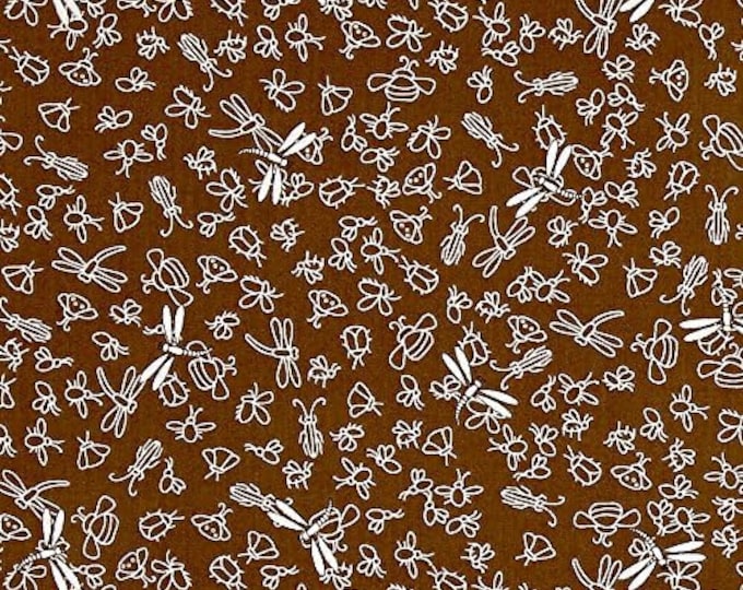 Quilting Treasures It's a Pond Party Dragon Flies & Bug Brown, Limestone Premium Quality 100% Cotton Fabric (QT690)