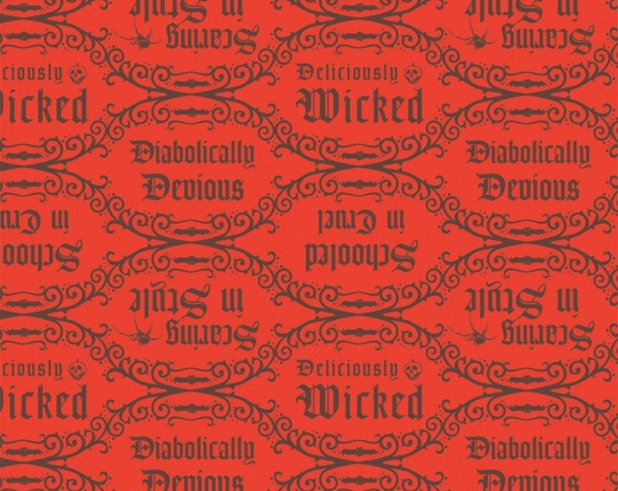 Camelot Fabrics Disney Fabric Villain's Diabolical Quotes in Red Premium Quality 100% Cotton Fabric (CA1330KK)
