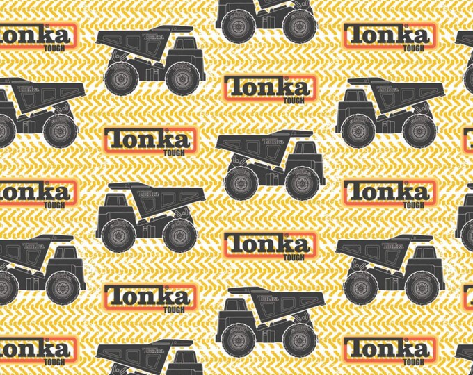 Camelot Fabrics Tonka Tracks and Trucks Yellow Quality 100% Cotton Fabric (CA1402KK)