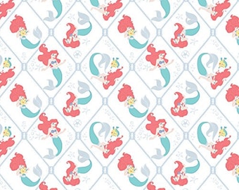 Disney The Little Mermaid Nautical Net White Camelot 100% Cotton fabric by the yard  (CA762)