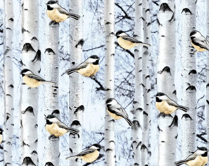 Timeless Treasures Snowscape Snowbirds Powder Premium Quality 100% Cotton Fabric (TT573)