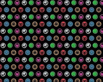 Camelot Fabrics Marvel Icon Tokens Black Premium Quality 100% Cotton Fabric (CA259KK)