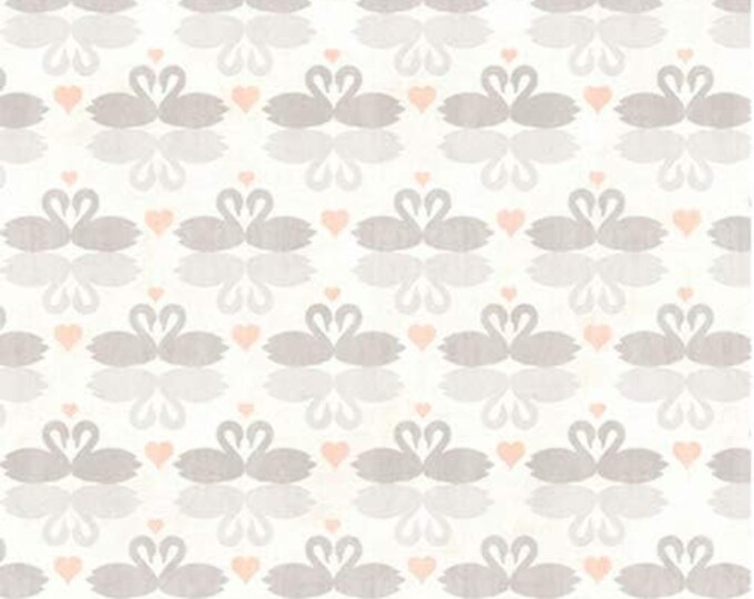 Quilting Treasures I Do Wedding Swans Ecru Premium Quality 100% Cotton Fabric (QT3)