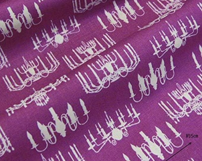 David Textiles Vintage Chandelier Purple Premium Quality 100% Cotton Fabric (DA59)