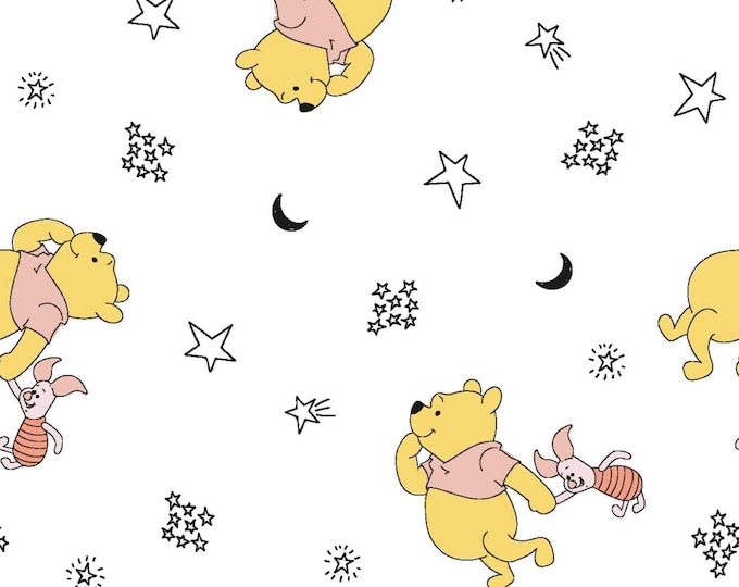 Springs Creative Disney Winnie The Pooh & Piglet Stars White Premium Quality 100% Cotton Fabric (SC1531KK)