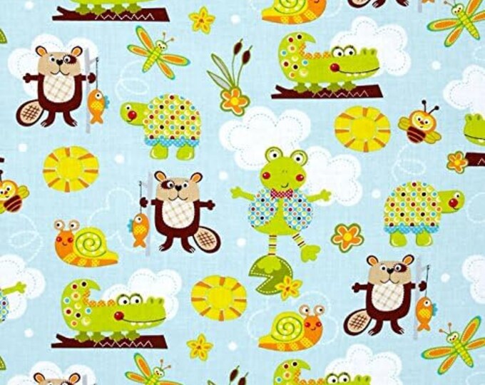 Marcus Brothers Polka Dot Pond Critters Premium Quality 100% Cotton Fabric (M638)