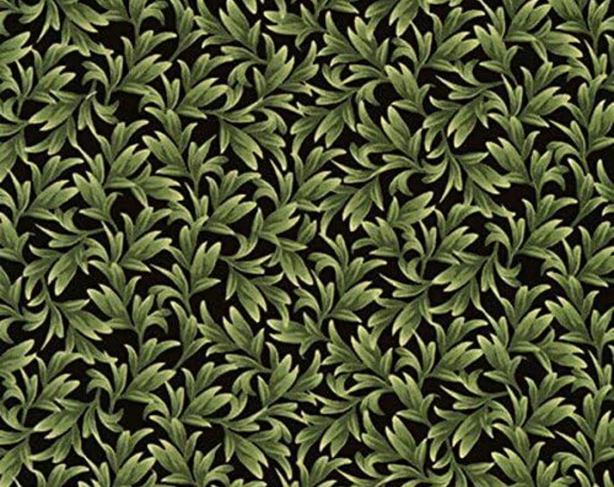 Timeless Treasures Wild Orchid Black Leaves Premium Quality 100% Cotton Fabric (TT434)