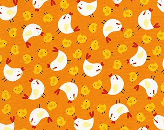 Timeless Treasures Childrens Farmland Orange Chickens & Chicks Premium Quality 100% Cotton Fabric (TT484)