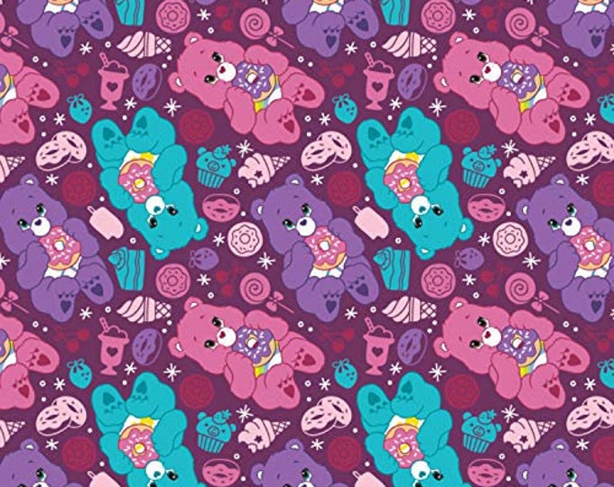 Care Bear Sparkle & Shine Sweets in Grape Camelot 100% Cotton fabric by the yard  (CA920)