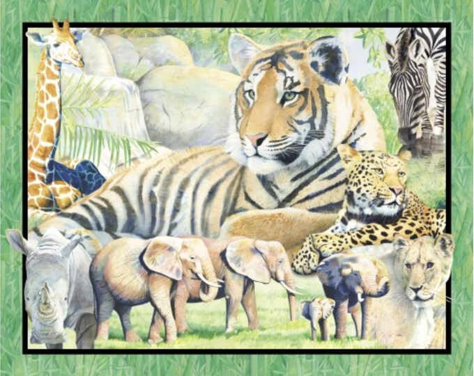 Springs Creative It's Zoological Wallhanging Rhino Lion Tiger 35x43in. Panel 100% Cotton Sold by The Panel. (SC992)