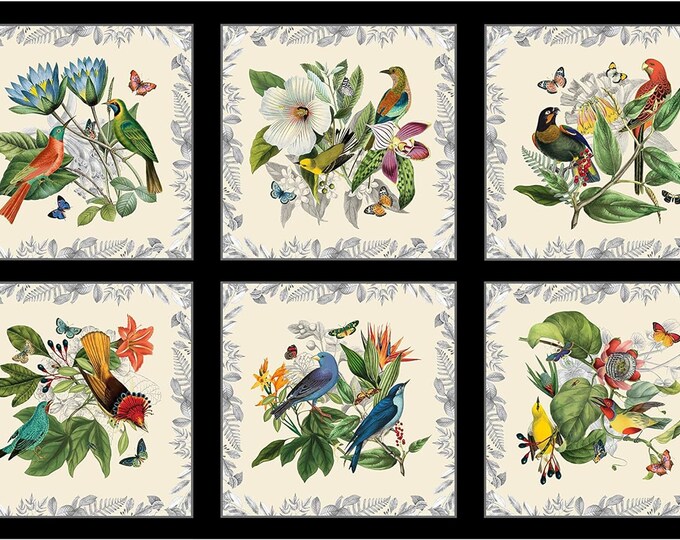 Elizabeth's Studio Secret Escape 24x43in Block Panel Black Premium Quality 100% Cotton fabric by the Panel (ES443)