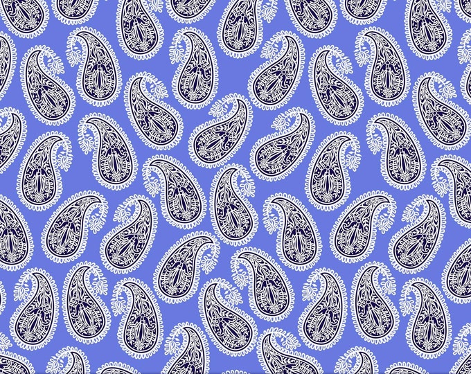 David Textiles Paisley Blue Premium Quality 100% Cotton Fabric (DA105)