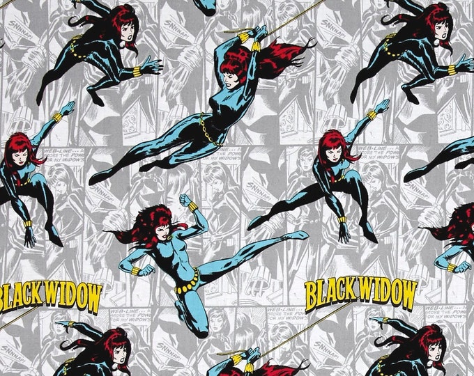 Camelot Fabrics Marvel Comics Black Widow Light Grey Premium Quality 100% Cotton Fabric (CA465)