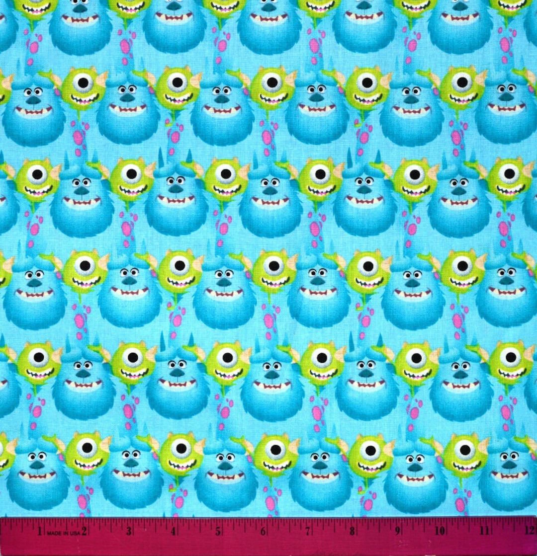 Spring Monster Inc Springs Creative Monster Inc Blue Green Premium Quality 100% Cotton ...