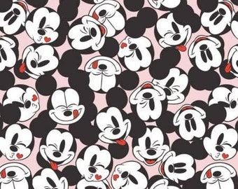Camelot Fabrics Disney Mickey Tossed Stack Pink Premium Quality 100% Cotton Fabric (CA200KK)