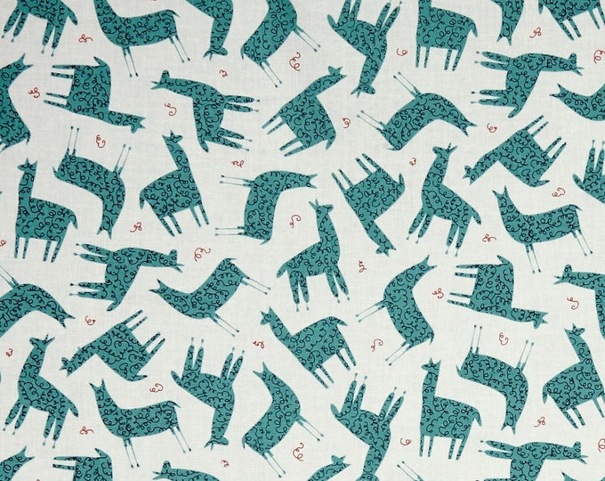 Quilting Treasures Alpaca Picnic Alpacas Silhouettes White Premium Quality 100% Cotton Fabric (QT867)