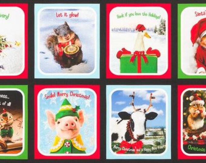 Robert Kaufman Santa's Sidekicks Holiday Black 24" Panel Premium Quality 100% Cotton Sold By The Panel (RK338)