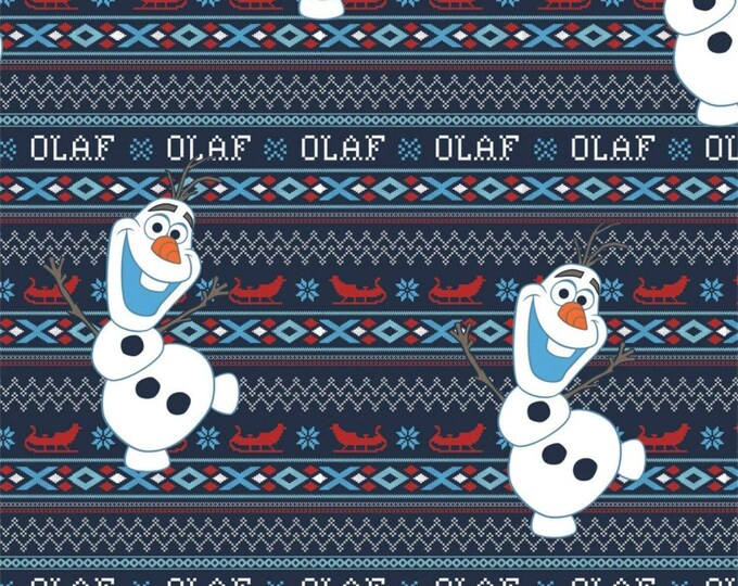 Camelot Fabrics Disney Fabric Frozen Olaf's Alpine Wonder in Navy Blue Premium Quality 100% Cotton Fabric (CA1229KK)