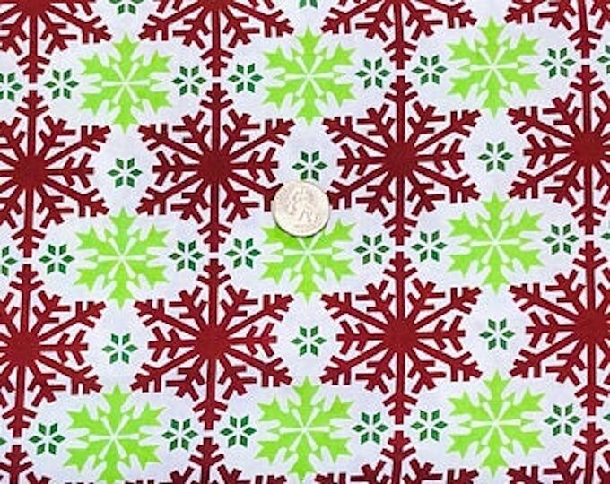 Springs Creative Snowflakes Winter Green Red Premium Quality 100% Cotton Fabric (SC278AA)