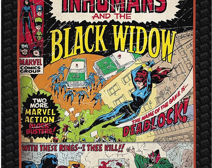 Marvel Comics III Black Widow 35" Panel Camelot 100% Cotton fabric by the panel  (CA464)