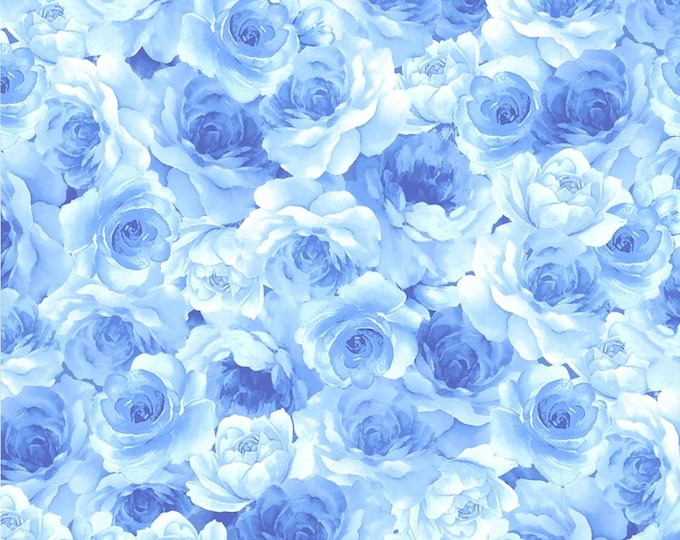 Timeless Treasures Floral Blue Flowers White Premium Premium Quality 100% Cotton Fabric (TT12XX)