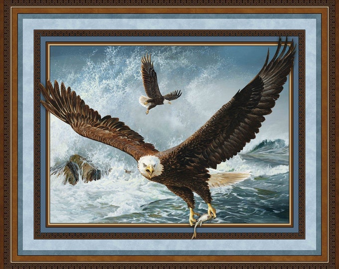 Springs Creative Wild Wings Quest of The Hunter Eagle 35" Panel Premium Quality 100% Cotton Fabric by The Panel. (SC16XX)