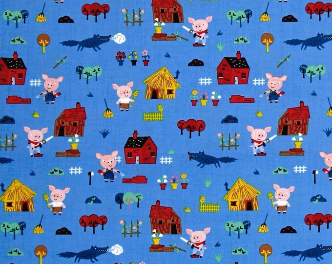 Timeless Treasures "Huff & Puff Pigs" Premium Quality 100% Cotton Fabric (TT700)