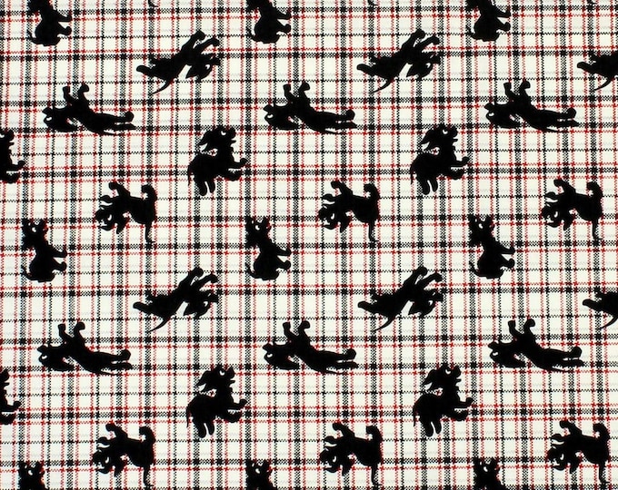 Camelot Fabrics 101 Dalmations Puppy Plaid Red Premium Quality 100% Cotton Fabric (CA1199)