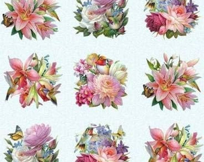 Elizabeth's Studio Hummingbird Bouquet Premium Quality 100% Cotton Fabric (ES459)