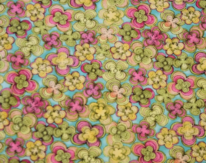 Quilting Treasures Aziza Spiral Floral Aqua Premium Quality 100% Cotton Fabric (QT973)