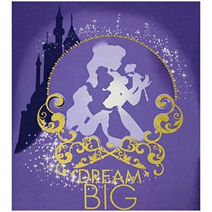 Disney Princess Heart Strong Dream Big 35&quot; Panel Purple Camelot 100% Cotton fabric by the panel  (CA900)