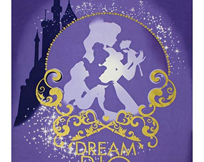 Disney Princess Heart Strong Dream Big 35" Panel Purple Camelot 100% Cotton fabric by the panel  (CA900)